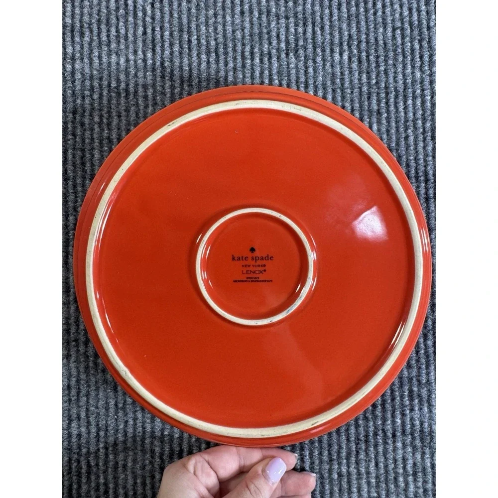 Kate‎ Spade New York Lenox Red White Ceramic Round Pie Dish Oven Microwave Safe